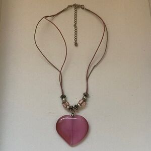 Vintage Pink Heart Pendant Necklace